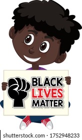 Boy with protest racism banner illustration