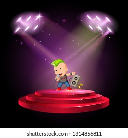  a boy punk singing at the stage
