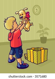 Boy and puppy
