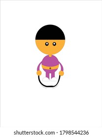 Boy in purple illustration design exercising