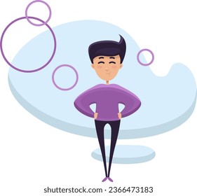 Boy in purple shirt, illustration, vector on a white background.