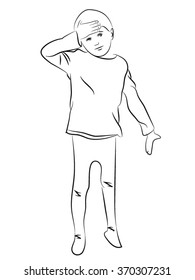 the boy put his hand to his forehead