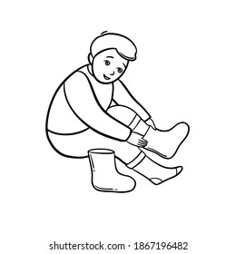 put on shoes clipart black and white