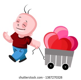 Boy with quite a lot balloons illustration vector on white background