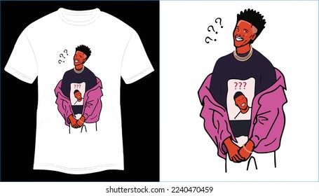Boy quiz printing, T-shirt Vector Printing Design, Vector Illustration for Tee mockup, ready vector for Tee printing, updated printing for Tee, new print vector for T-shirt
