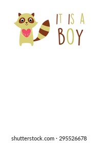 it is a boy raccoon vector announcement card