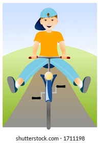 Boy racing downhill