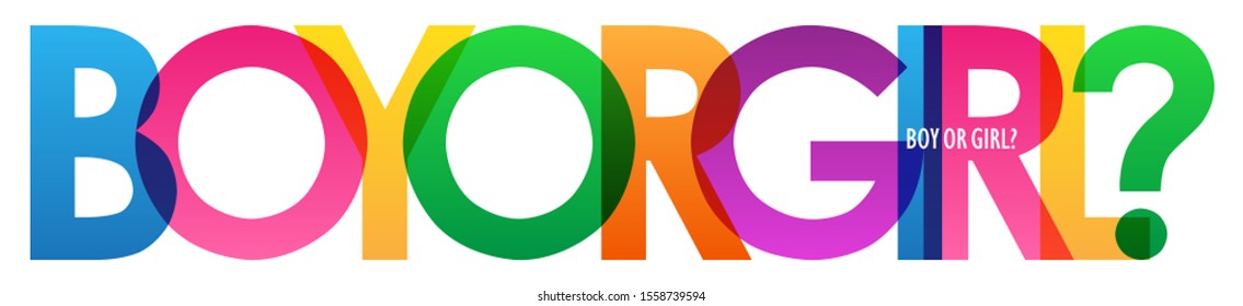 BOY OR GIRL? rainbow vector typography bnaner