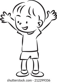 boy raise hands
