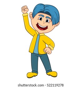 Boy Raised His Hand Cartoon Vector Stock Vector (Royalty Free ...