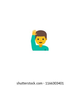 Boy With Raising Hand Vector Character