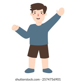 Boy Raising His Hand illustration