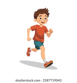 boy ran happily vector illustration