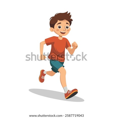 boy ran happily vector illustration