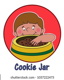 A Boy Reaches Into A Cookie Jar.