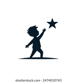 boy reaching dreams hope mission logo vector illustration template design