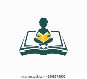 Boy read book dreams logo design	