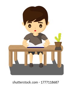 Niño leyendo un libro y una imagen vectorial