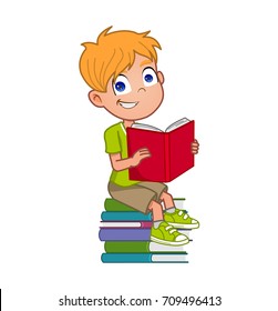 Boy Reading Stock Vector (royalty Free) 709496413 