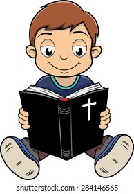 Boy reading Bible 