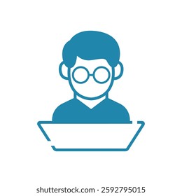 boy is reading a book or called a Bookworm logo vector illustration