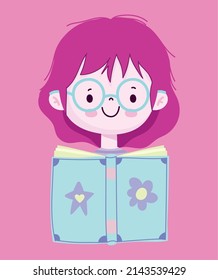 boy reading a book cartooon