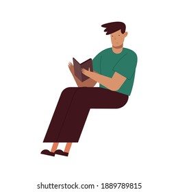 Boy reading a book design, Education literature and read theme Vector illustration