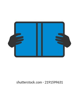 Boy Reading Book Icon. Bold outline design with editable stroke width. Vector Illustration.