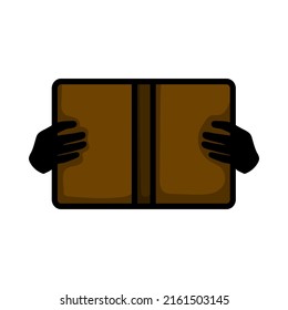Boy Reading Book Icon. Editable Bold Outline With Color Fill Design. Vector Illustration.