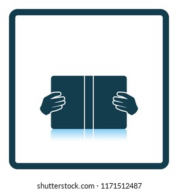 Boy reading book icon. Shadow reflection design. Vector illustration.