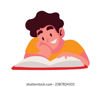 boy reading a book illustration