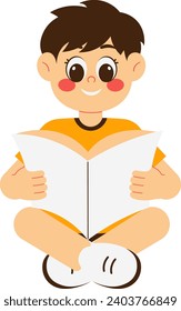 Junge, der eine Buchillustration liest