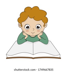 Boy reading a book. Isolated vector