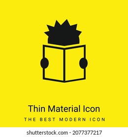 Niño leyendo un libro icono de material amarillo brillante mínimo