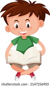 Boy reading a book on white background illustration