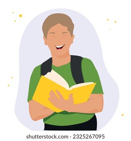 Junge, der ein Buch liest. Schuljunge
