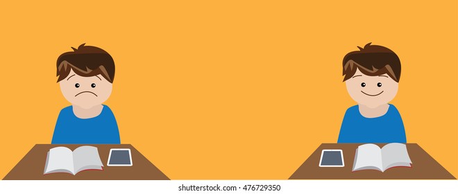 Boy Reading with book tab