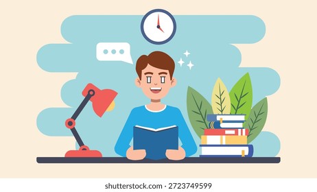 Niño leyendo un libro ilustración de Arte vectorial