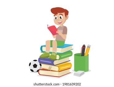 boy reading books. ,vector eps10