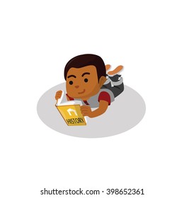 Boy reading history book