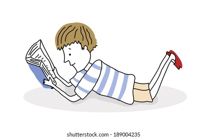 Boy reading illustration