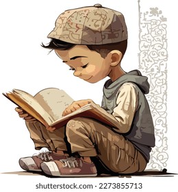 Junge las Koran in Ramadan