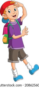 The boy is ready for collage class of illustration