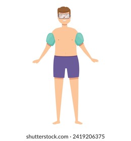 Boy ready for swim icon cartoon vector. Outdoors picnic. Child play slide