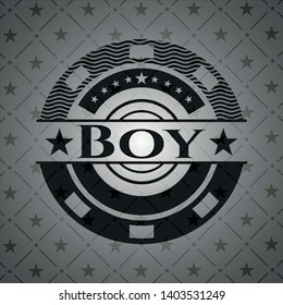 Boy realistic black emblem. Vector Illustration. Detailed.