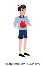 boy red ball family member