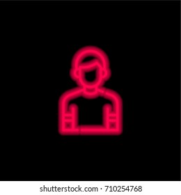 Boy red glowing neon ui ux icon. Glowing sign logo vector
