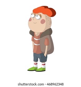 The boy with red hair.