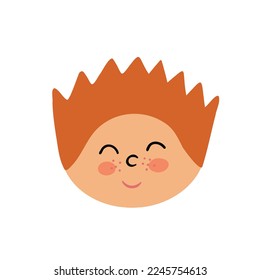 Boy with red hair, face. Vector Illustration for printing, backgrounds, covers and packaging. Image can be used for greeting cards, posters, stickers and textile. Isolated on white background.