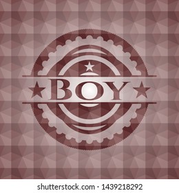 Boy red seamless geometric pattern emblem. Seamless.